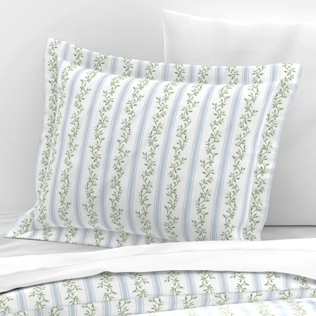 Libby Stripe Standard Flanged Pillow Sham - Light Blue, Cotton Sateen product