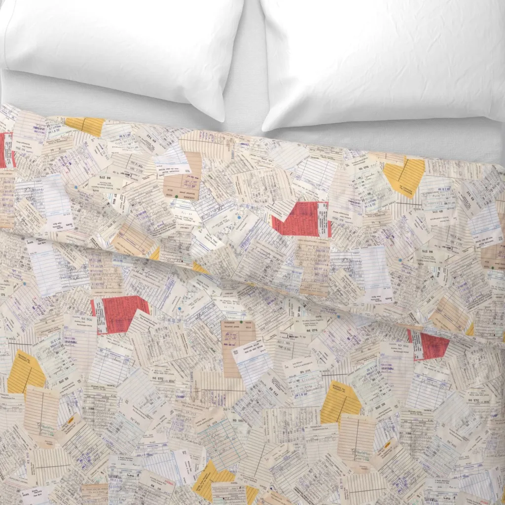 Library Card Scatter Duvet Cover - Off-White alternate view