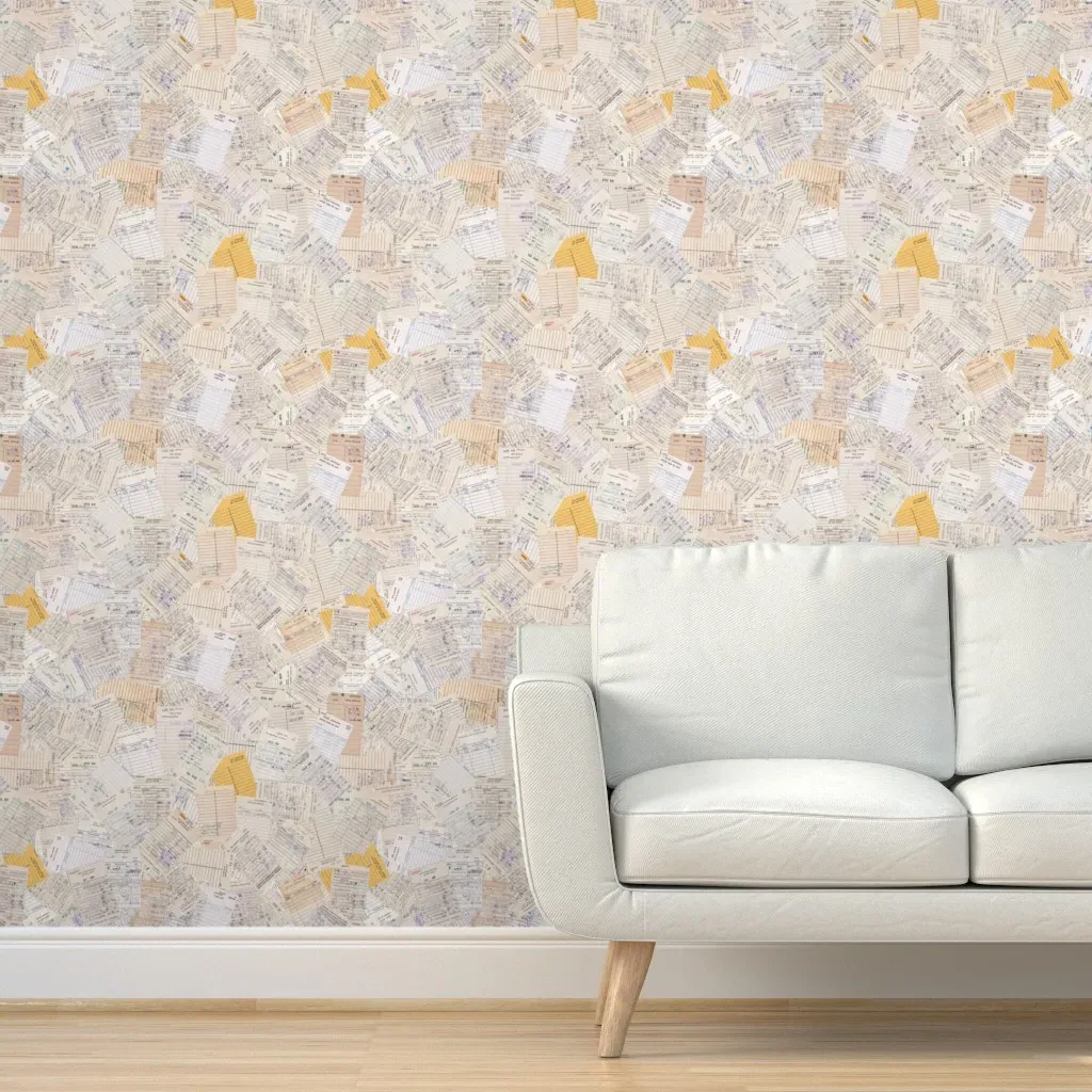 Library Card Scatter Peel and Stick Wallpaper - Off-White product