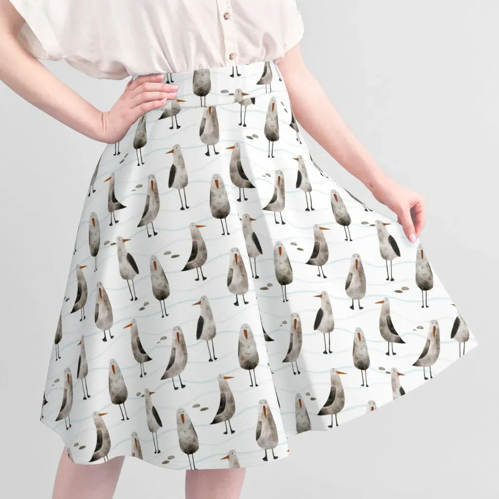 Life At Sea Hand Drawn Watercolor Seagulls Fabric - Gray alternate view