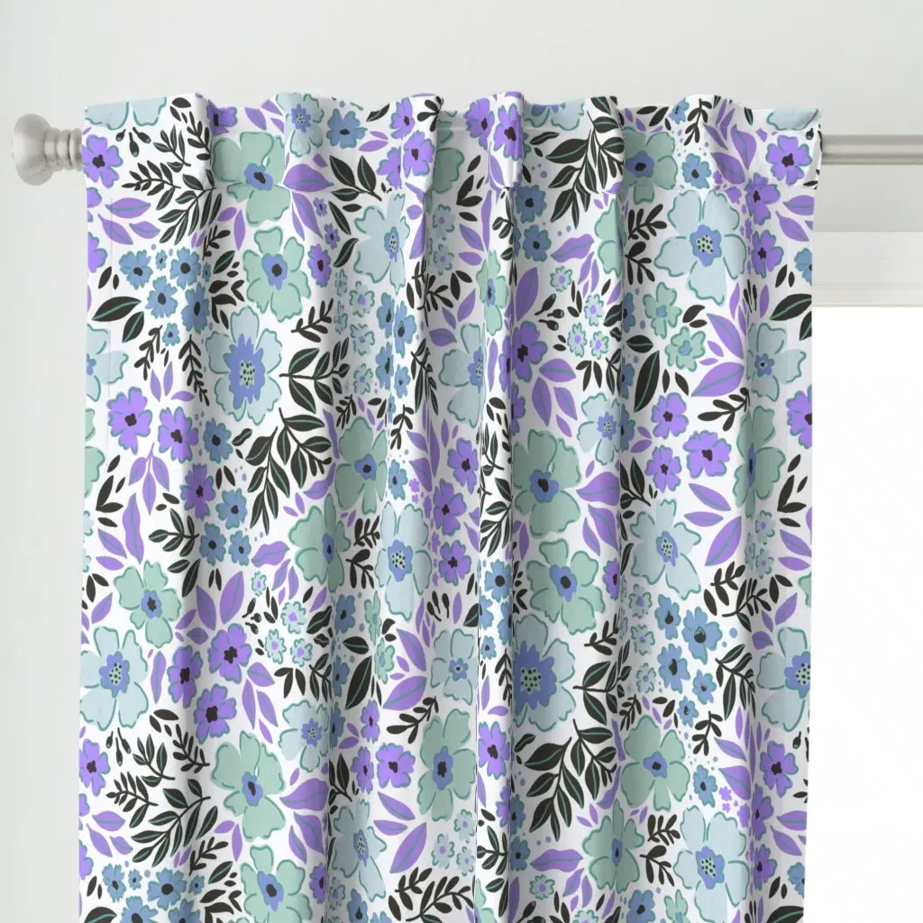 Life Blooms In The Spring Curtain Panel - Purple alternate view