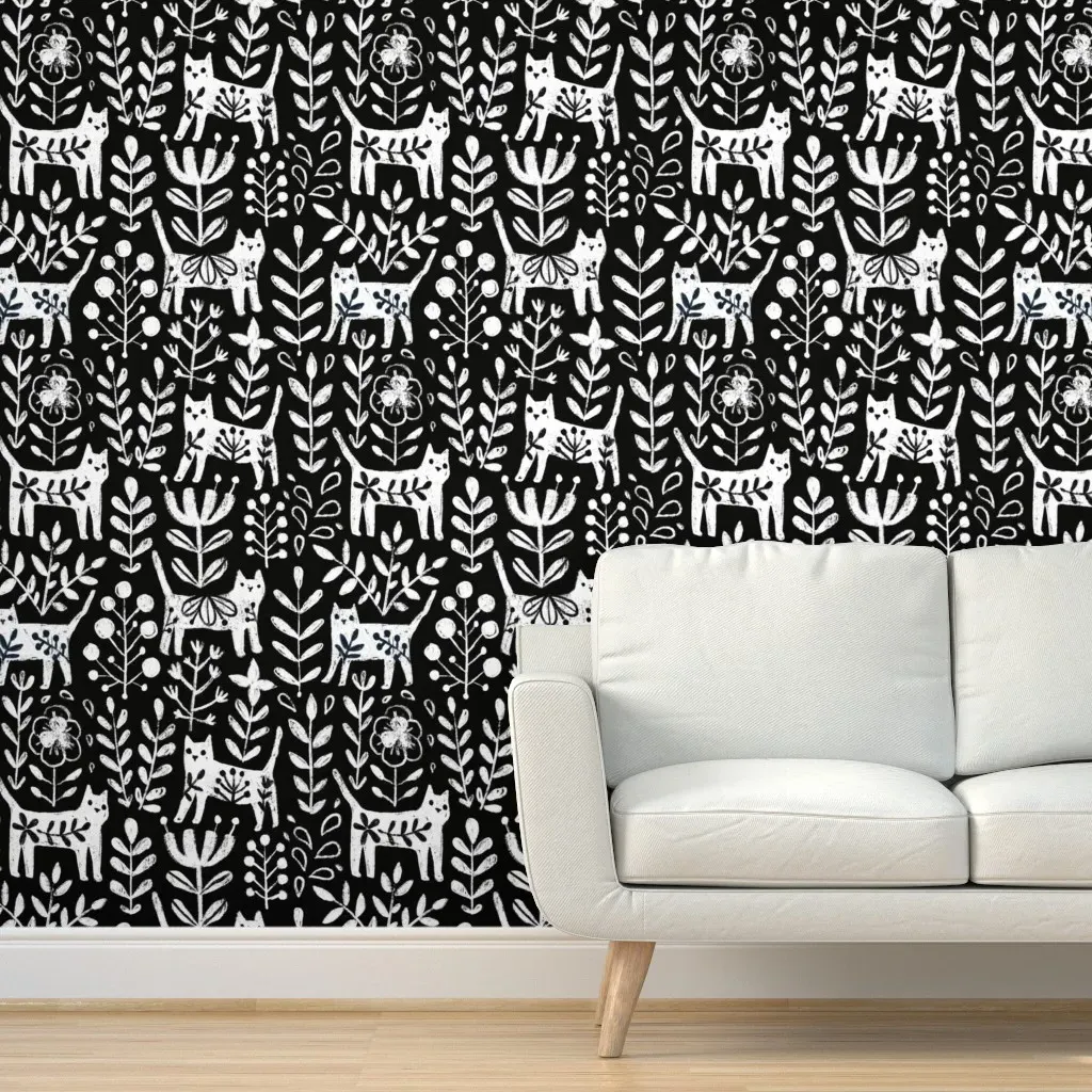 Life Is Better With A Cat Peel and Stick Wallpaper - Black, White product