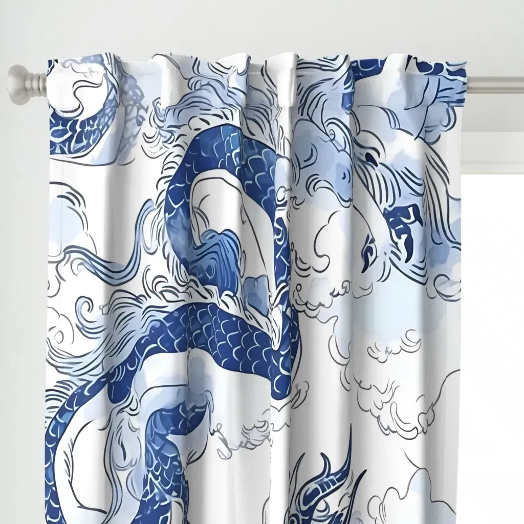 Life Of A Dragon Curtain Panel - Blue alternate view