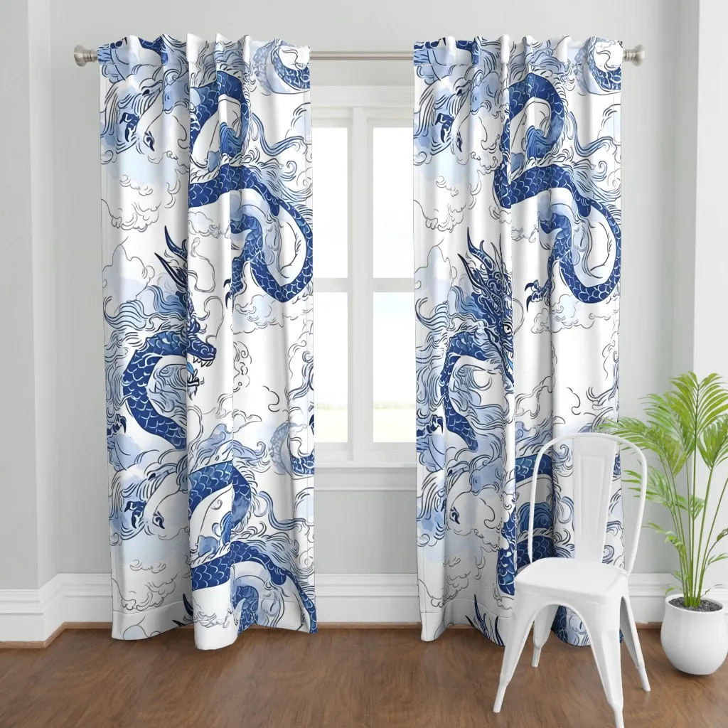 Life Of A Dragon Curtain Panel - Blue product