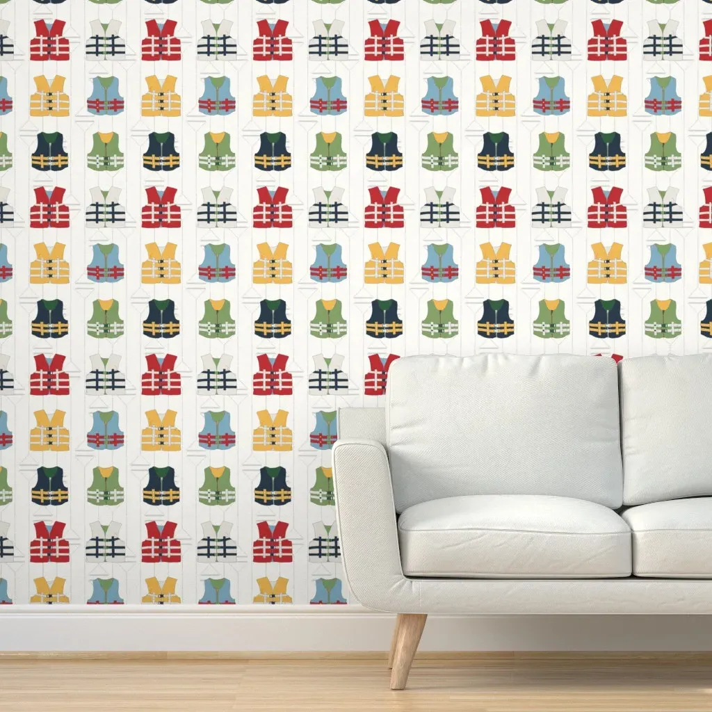 Life Vests & Life Jackets Peel and Stick Wallpaper - White product