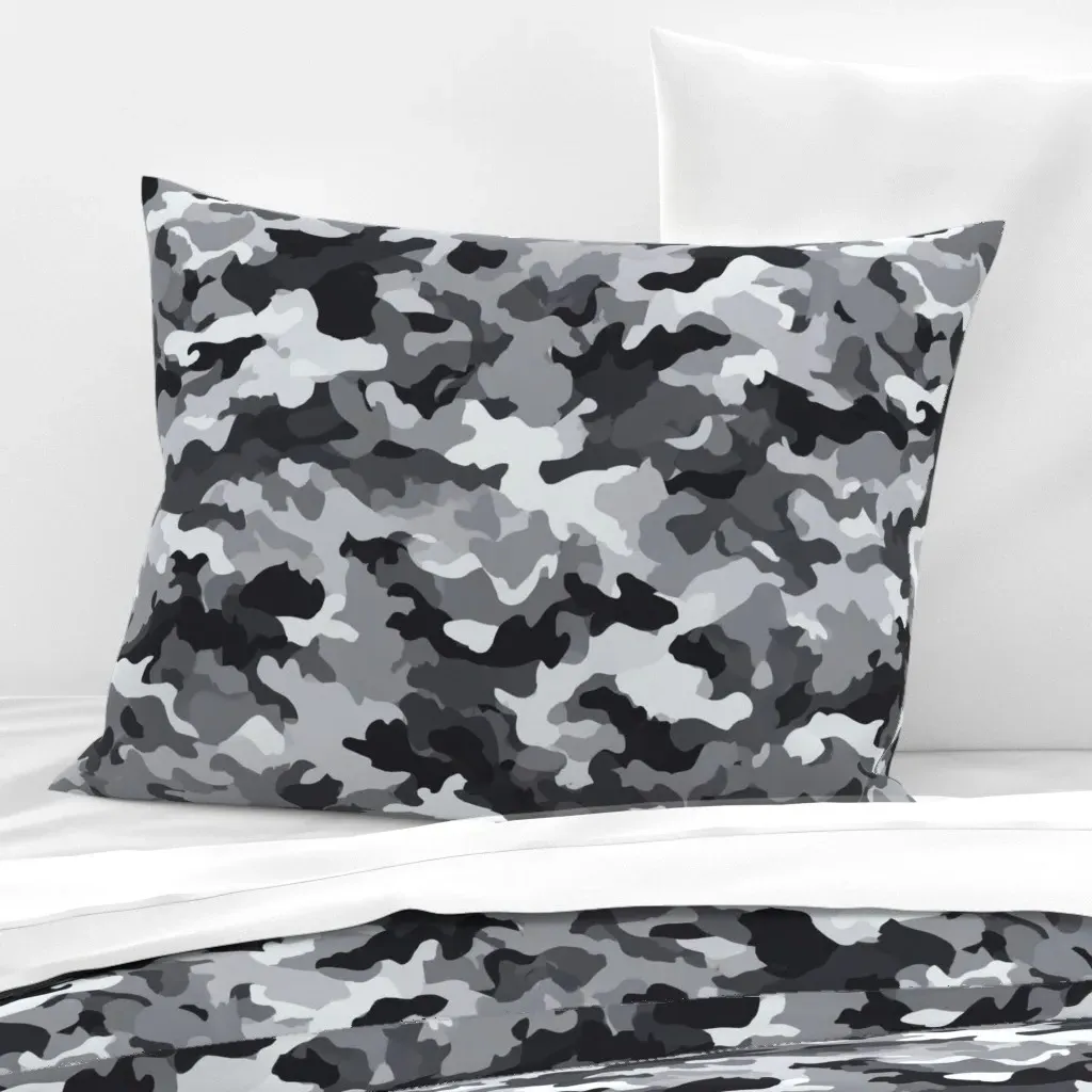 Light Gray Camouflage Standard Knife Edge Cushion - Gray, Cotton product