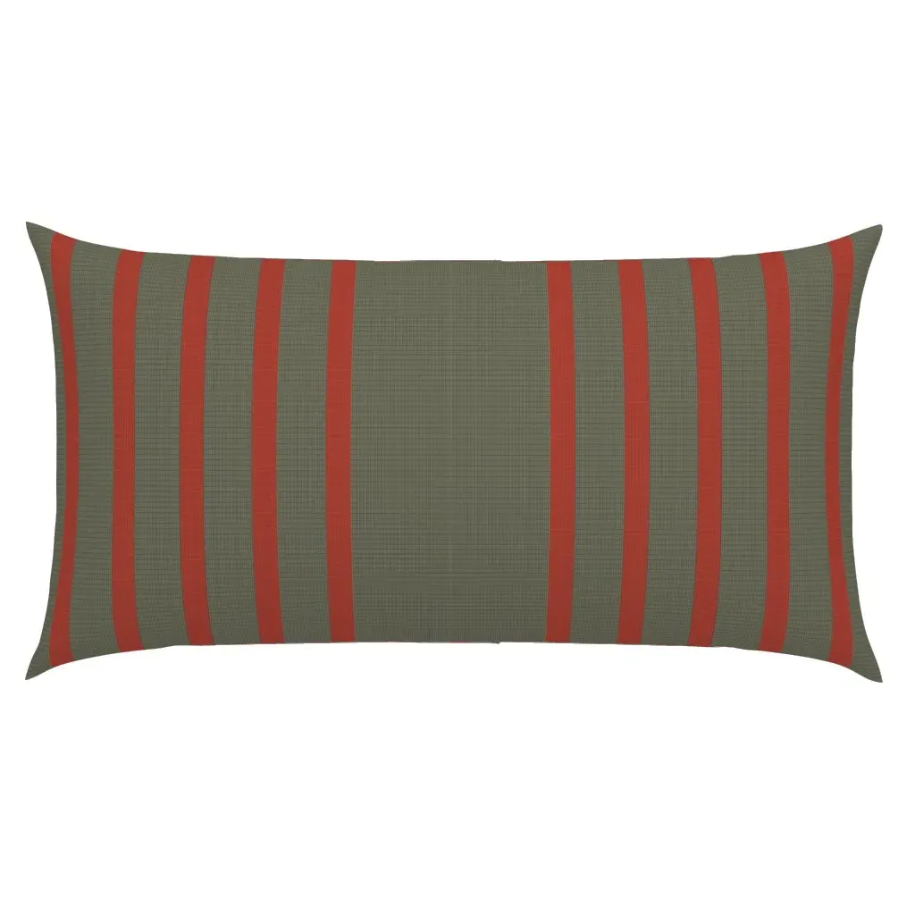 Light Olive-Dark Red Stripes King Pillow Sham - Gray-Green product