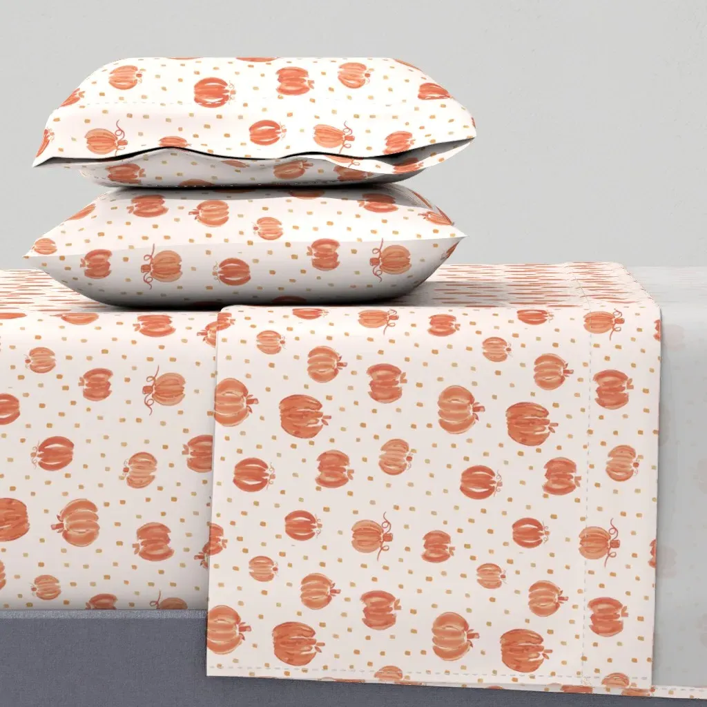 Light Orange Pumpkins Twin Sheet Set - Burnt Orange product