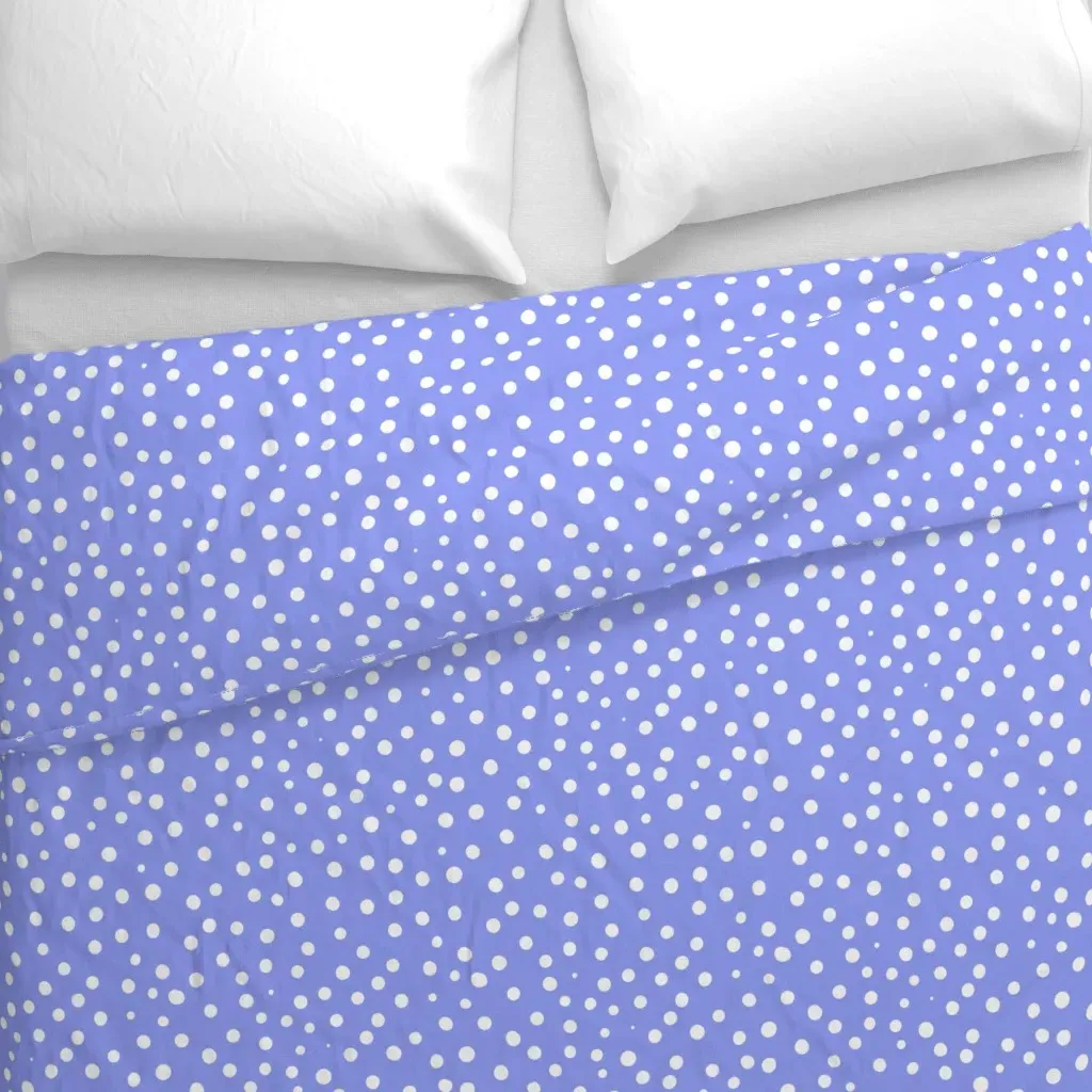 Light Periwinkle Blue Spotty Duvet Cover - White alternate view
