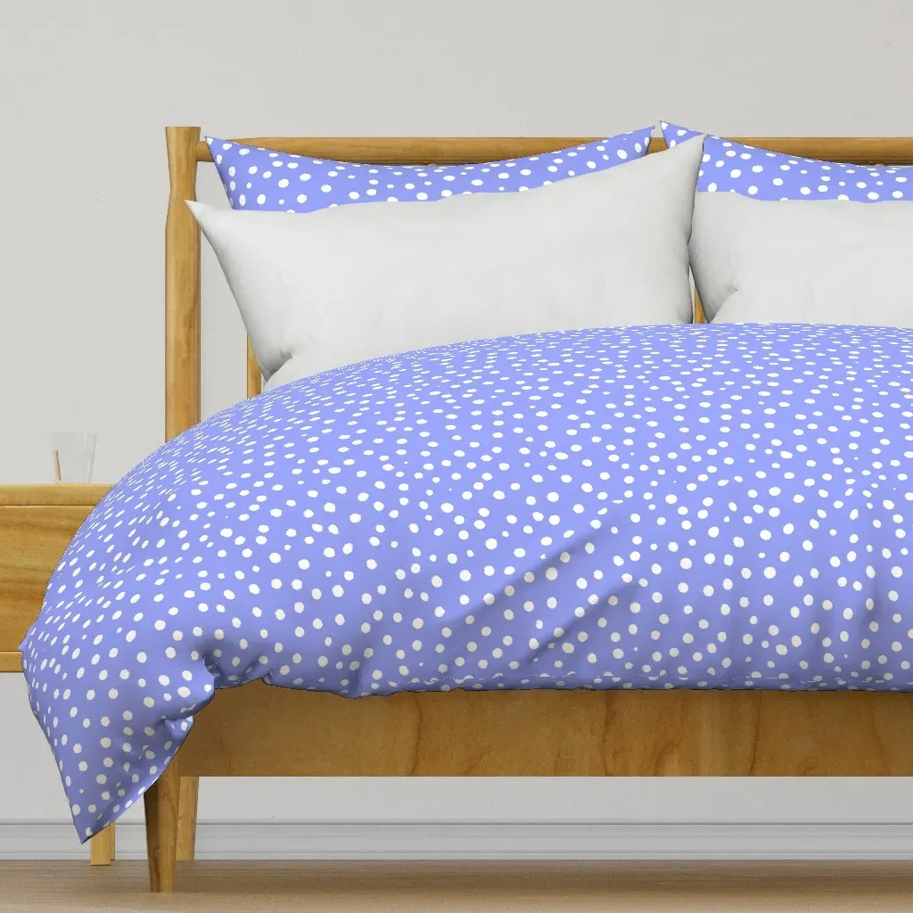 Light Periwinkle Blue Spotty Duvet Cover - White product