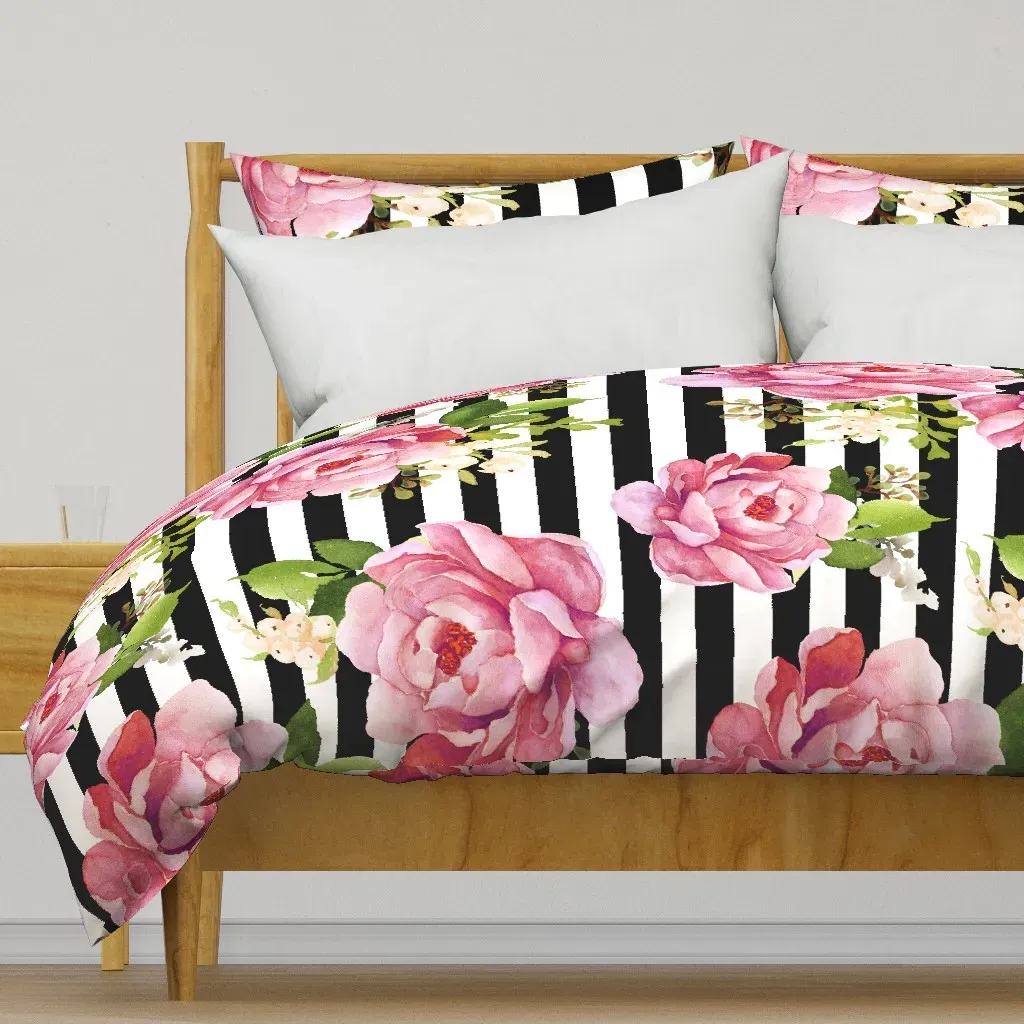 Light Pink Sunrise Duvet Cover - Pink, Black product