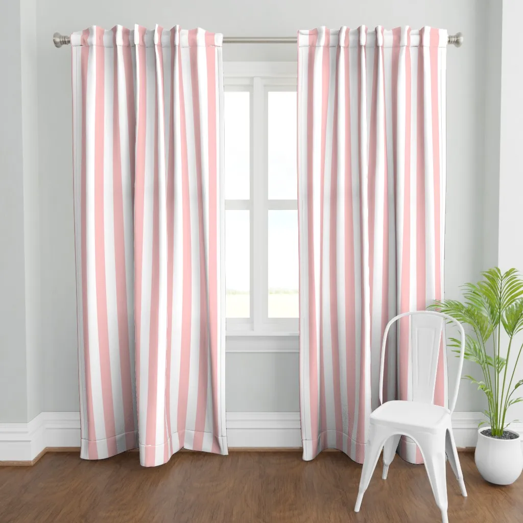 Light Rose Pink White Curtain Panel - Pink product