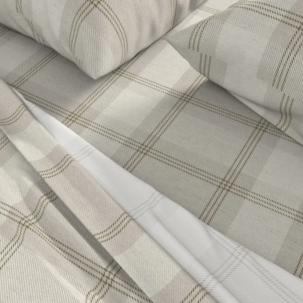 Light Tan Plaid Queen Sheet Set - Beige alternate view