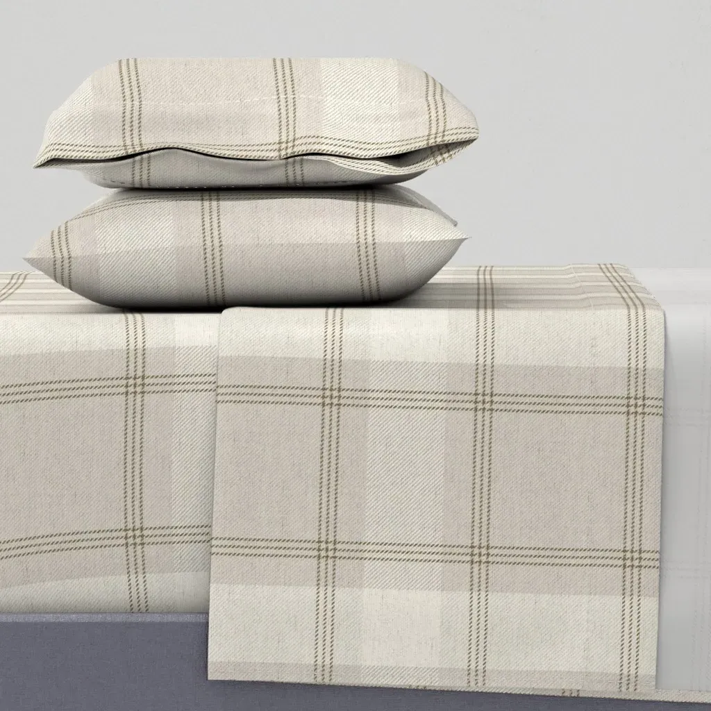 Light Tan Plaid Queen Sheet Set - Beige product