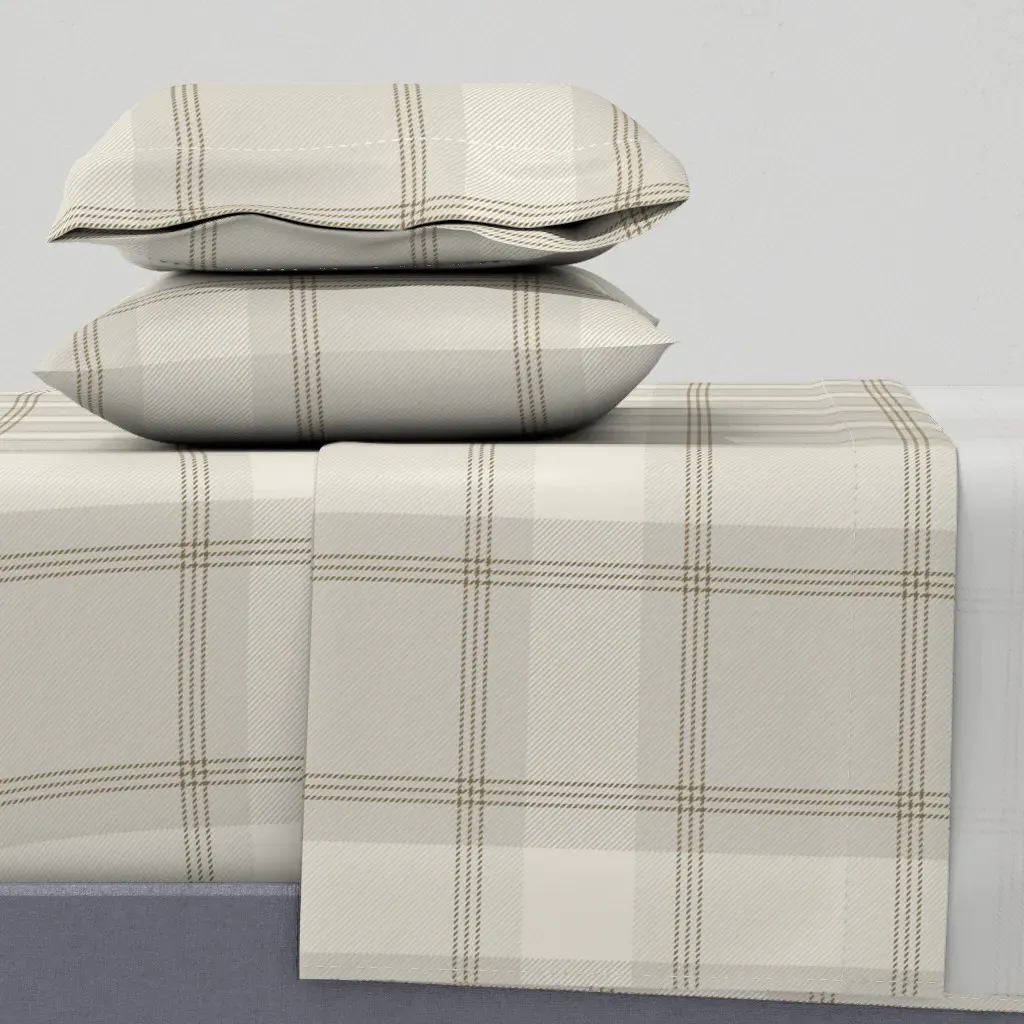 Light Tan Plaid Twin XL Sheet Set - Beige product