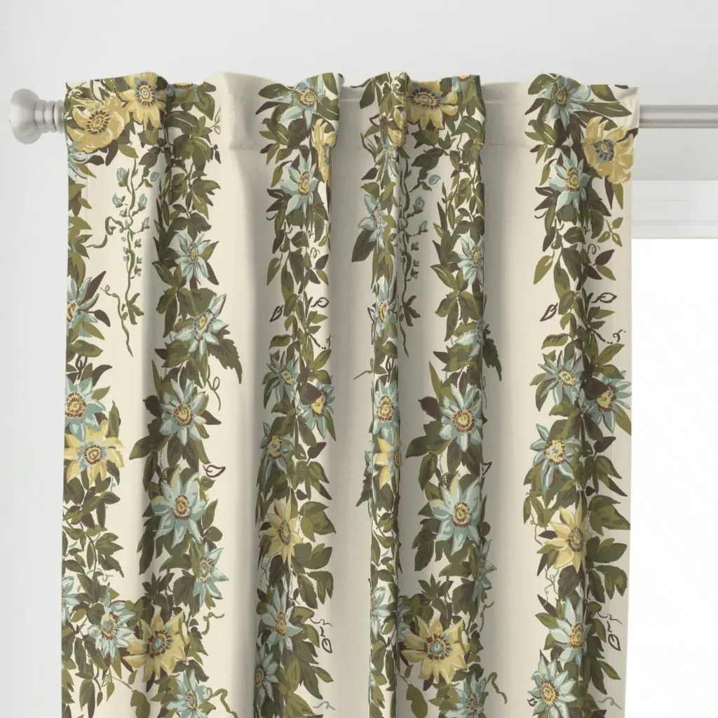 Lighter On Spanish White Curtain Panel - Teal alternate view