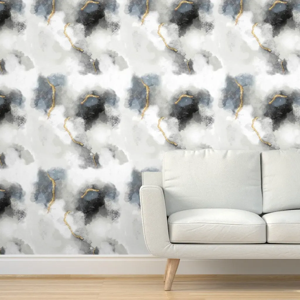 Lightning Strike Abstract Peel and Stick Wallpaper - White product