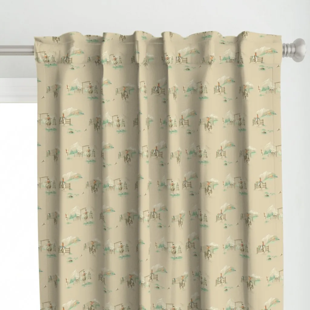 Lil Bucking Broncos Curtain Panel - Beige alternate view