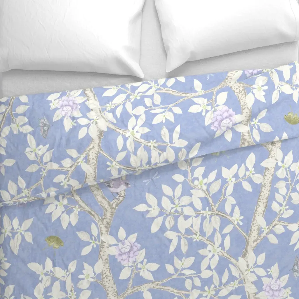 Lilac And Light Blue Climbing Duvet Cover - White alternate view