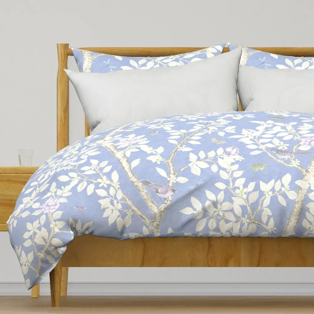 Lilac And Light Blue Climbing Duvet Cover - White product