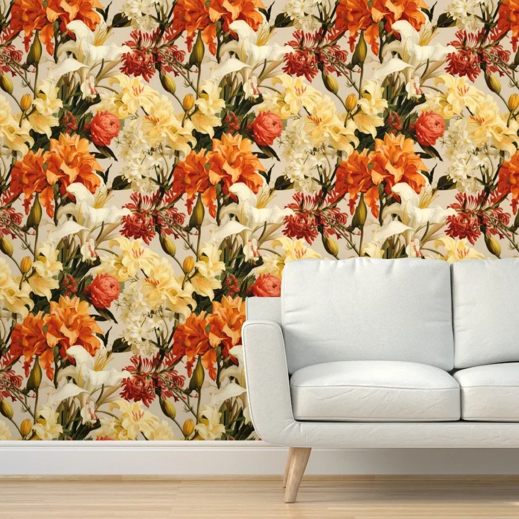 Lilies With Something To Say Peel and Stick Wallpaper - Orange product
