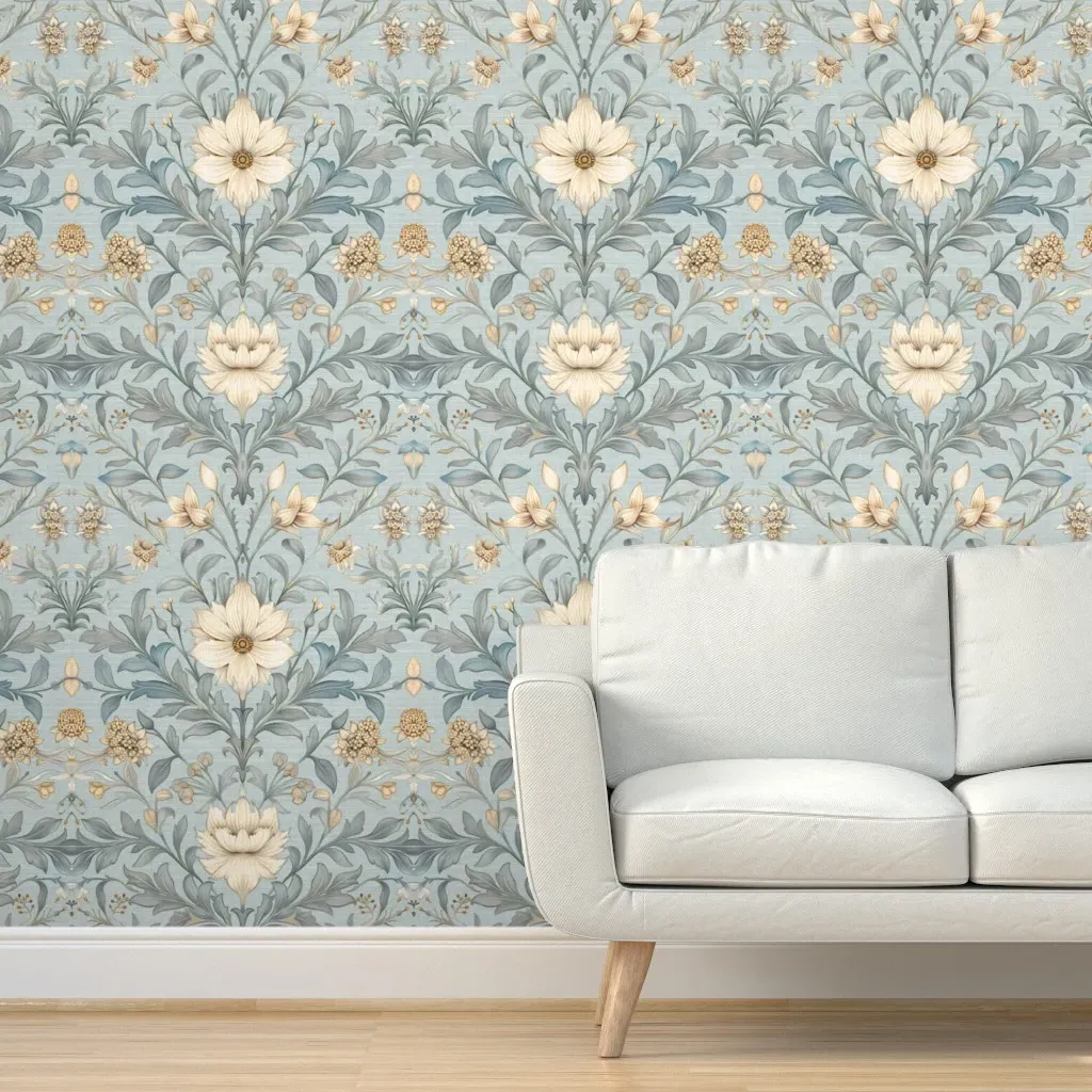 Lillies & Snowdrops Damask Peel and Stick Wallpaper - Cream product