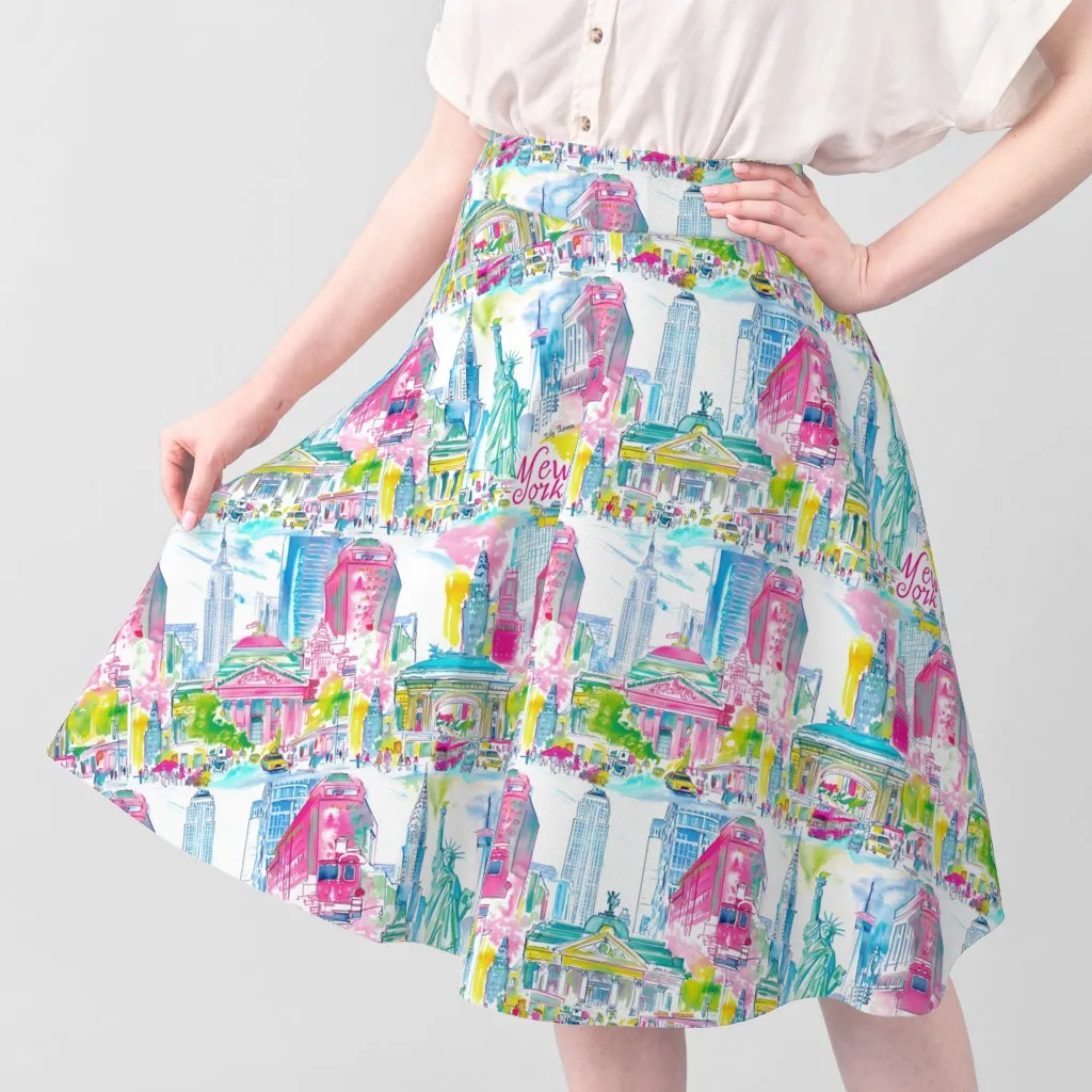 Lilly Loves New York Watercolor Wallpaper Yardage - Pink alternate view