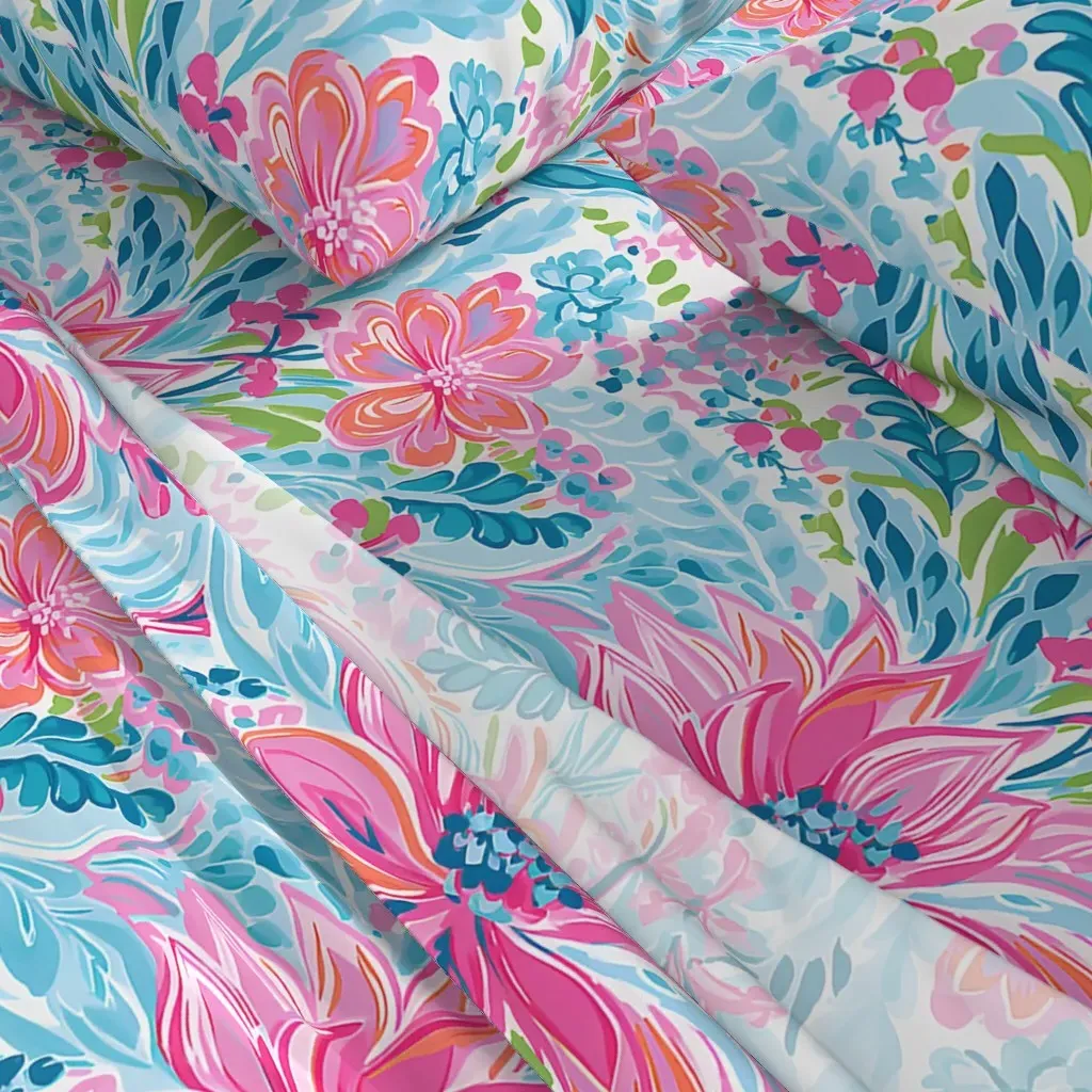 Lilly's Bouquet Queen Sheet Set - Pink alternate view