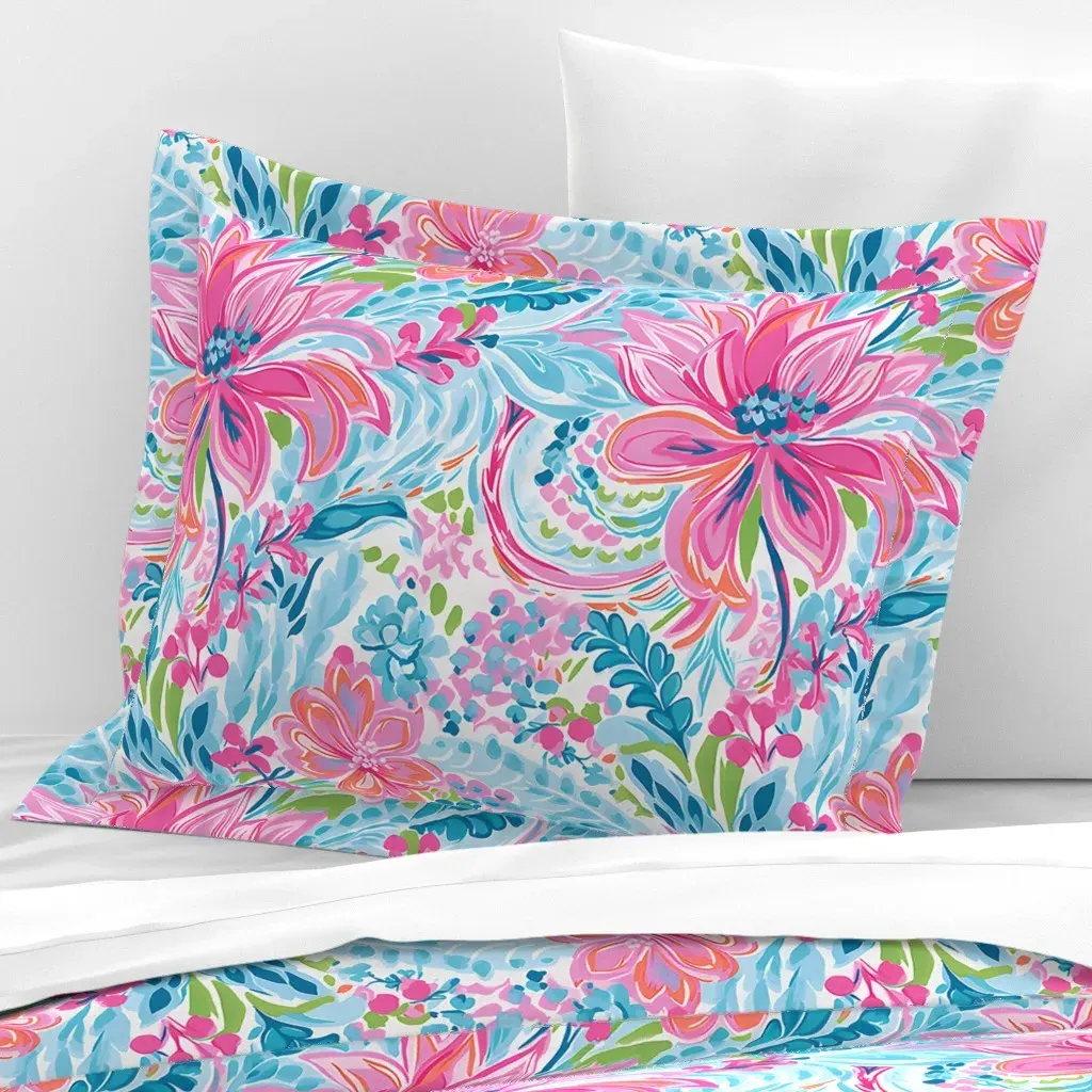 Lilly's Bouquet Standard Flanged Cushion Cover - Pink, Cotton Sateen product