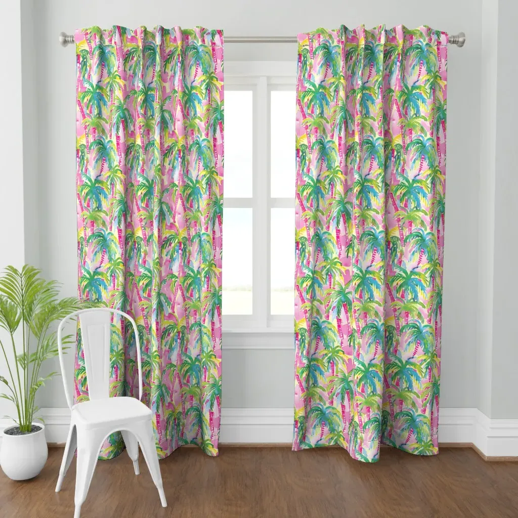 Lilly's Pink Palms Curtain Panel - Pink product