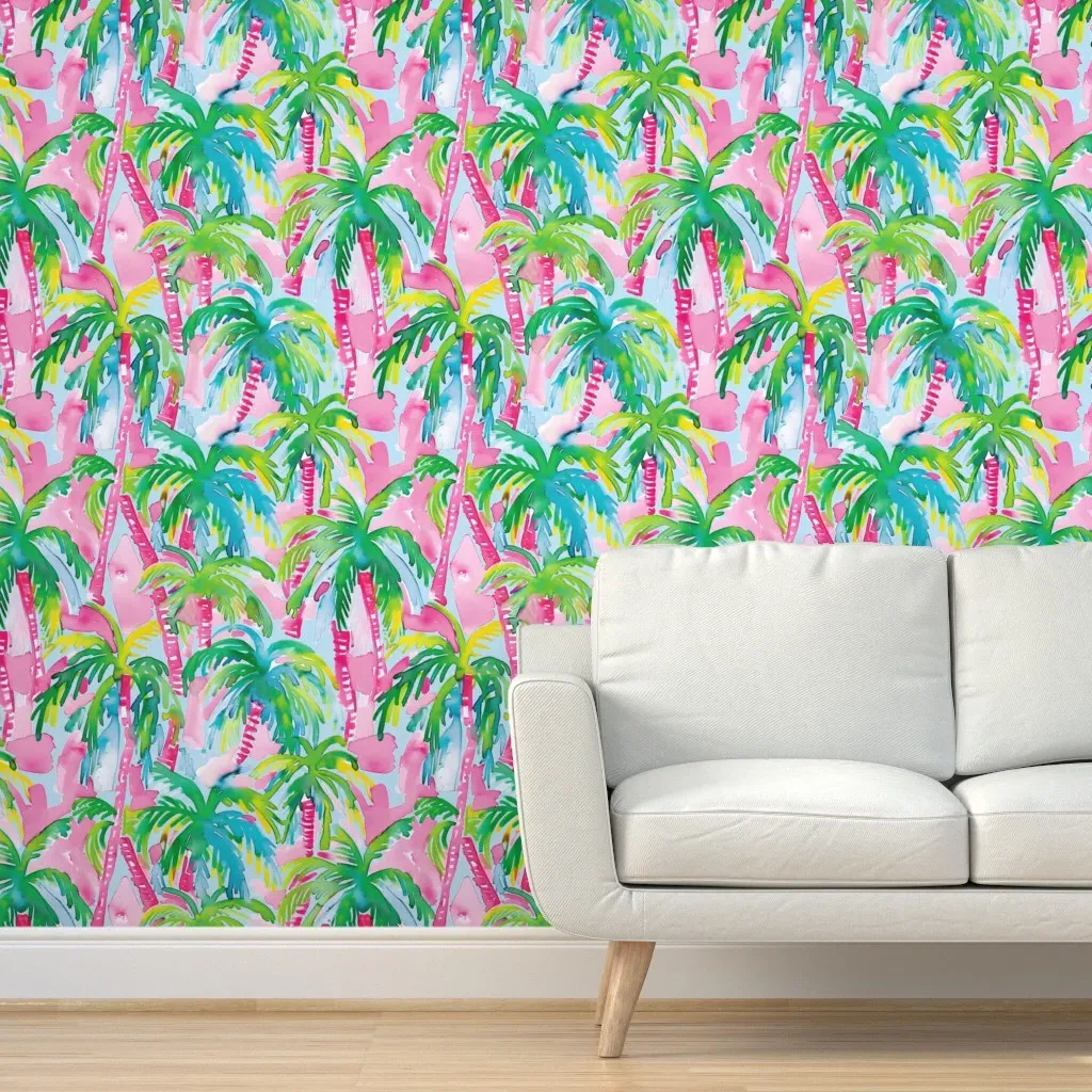 Lilly's Pink Palms Peel and Stick Wallpaper - Pink product