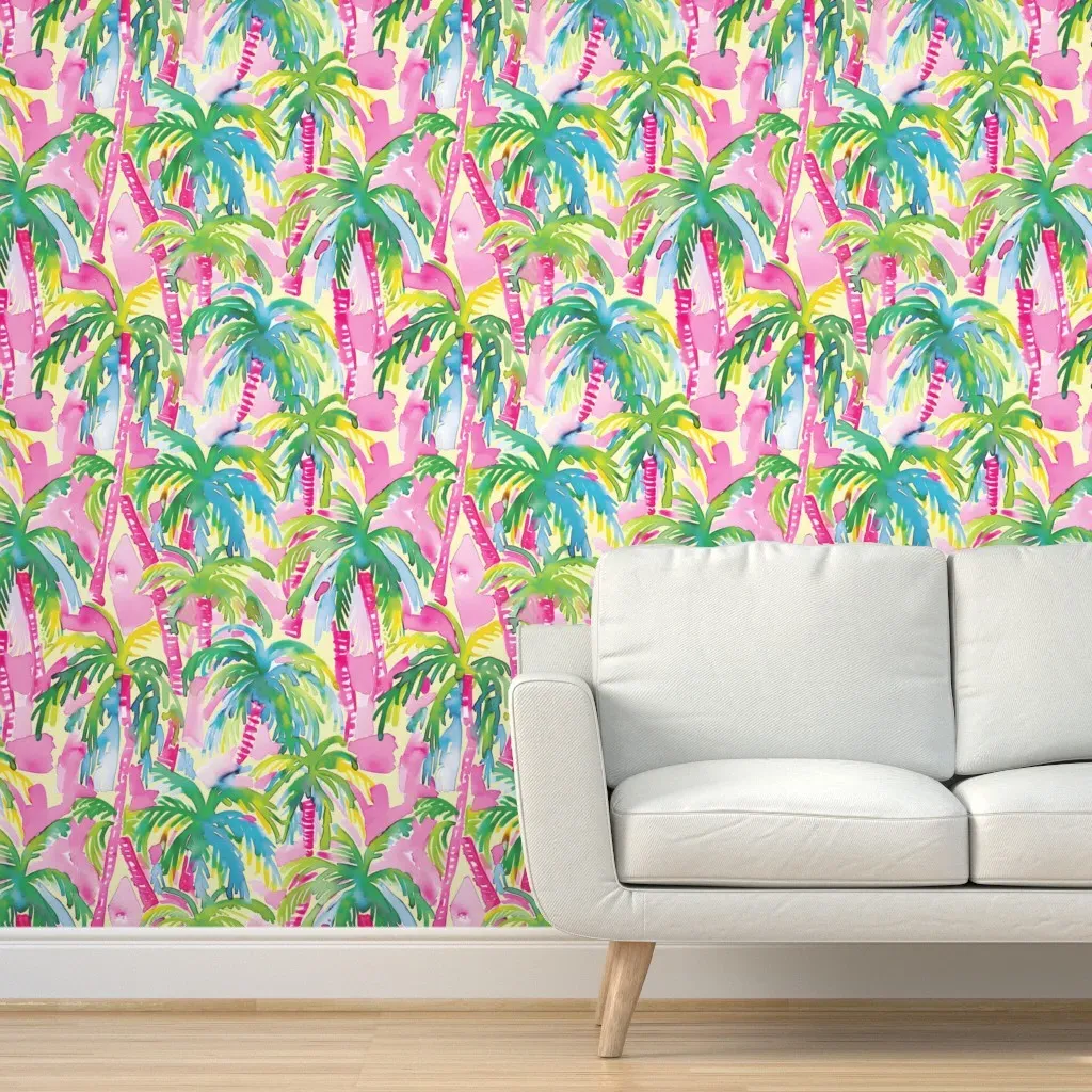 Lilly's Pink Palms Peel and Stick Wallpaper - Pink product