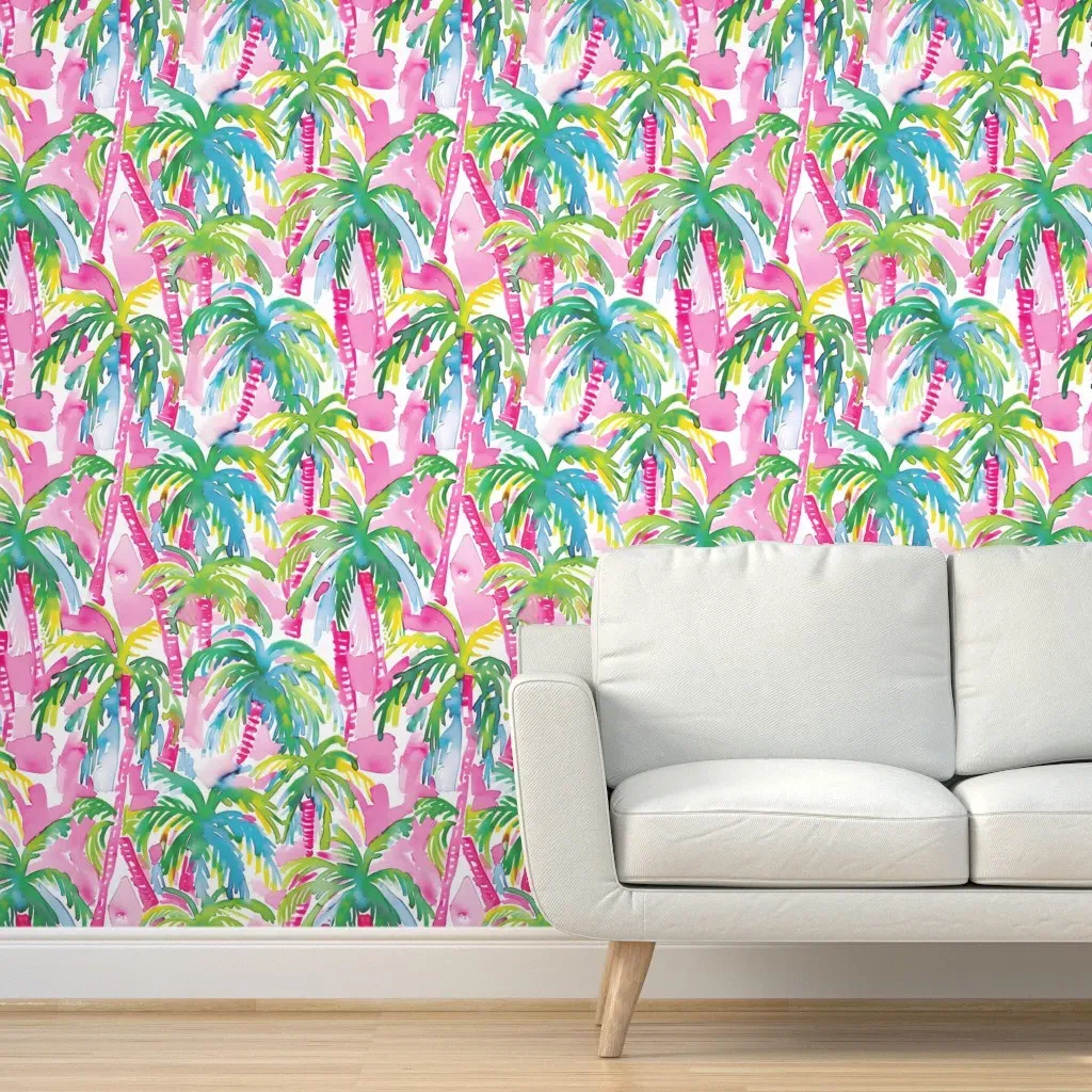 Lilly's Pink Palms Peel and Stick Wallpaper - Pink product