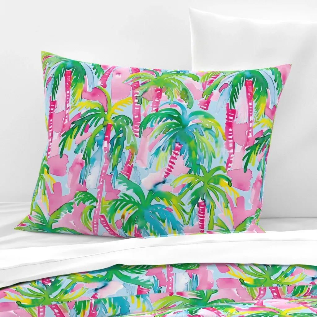 Lilly's Pink Palms Standard Knife Edge Pillow - Pink, Cotton Sateen product