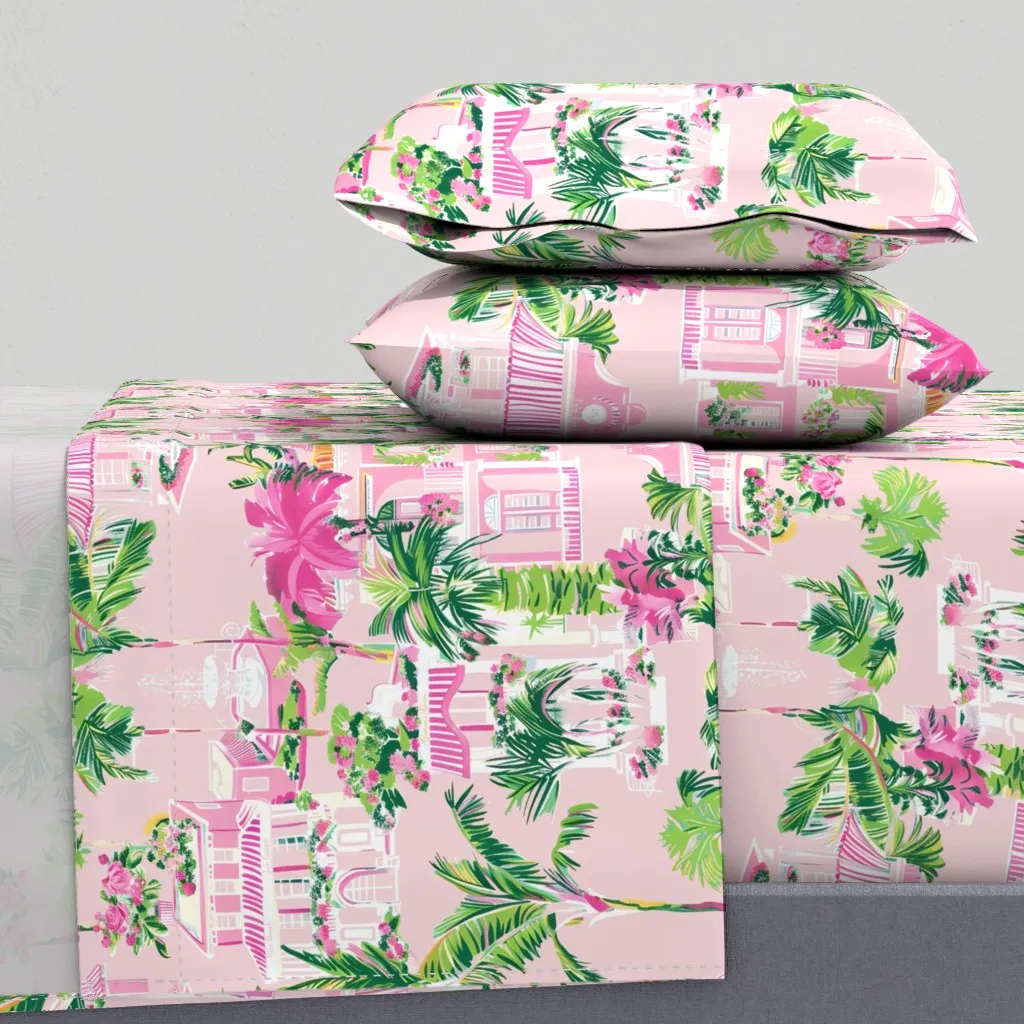 Lilly's Shopping Spree Wallpaper King Sheet Set - Pink product
