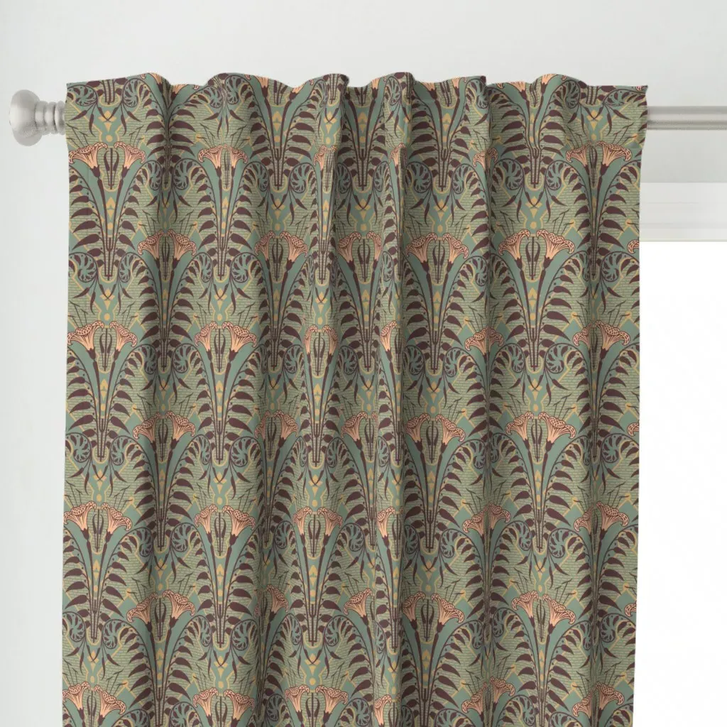 Lily In Ashes Of Rose Curtain Panel - Dusty Teal alternate view