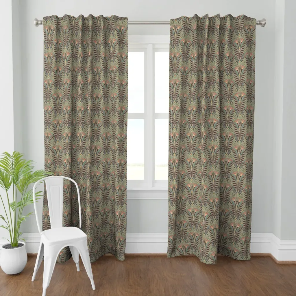 Lily In Ashes Of Rose Curtain Panel - Dusty Teal product