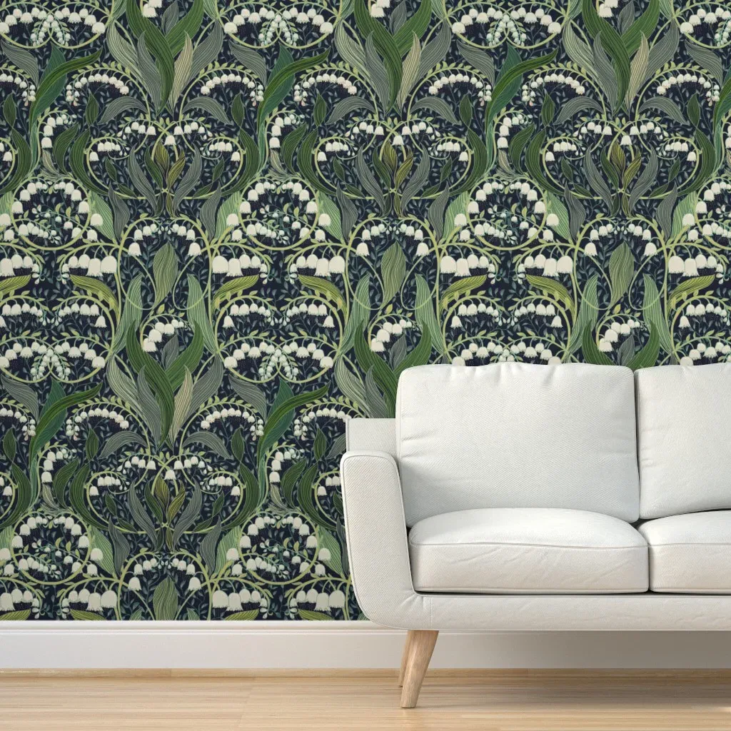 Lily Of The Valley M 2' x 12' Peel and Stick Wallpaper - Green product