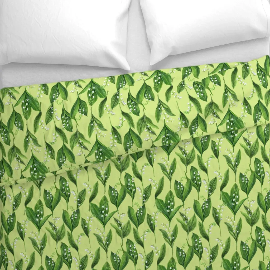Lily Of The Valley On Honeydew Duvet Cover - Green alternate view