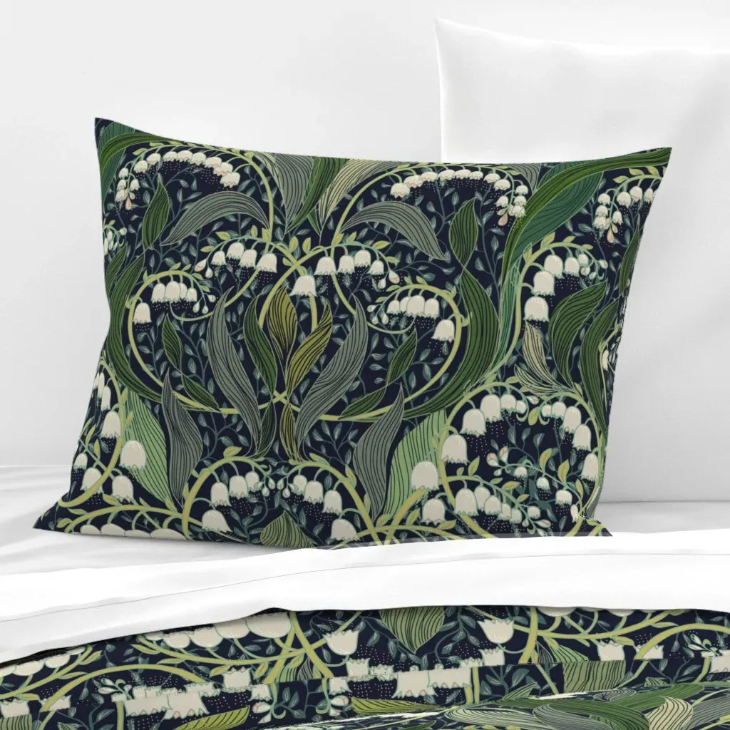 Lily Of The Valley Standard Knife Edge Pillow - Green, Cotton Sateen product