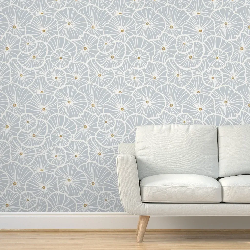 Lily Pad Abstract Pond Leaves Peel and Stick Wallpaper - French Blue product