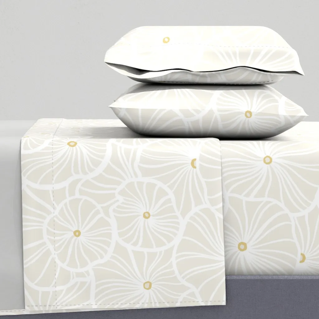 Lily Pad Abstract Pond Leaves Queen Sheet Set - White product