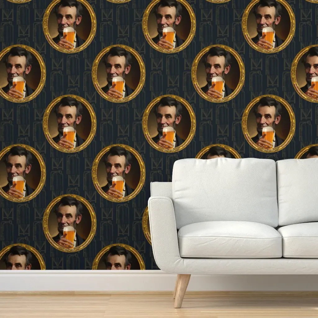 Lincoln Brewery Print Peel and Stick Wallpaper - Gold product