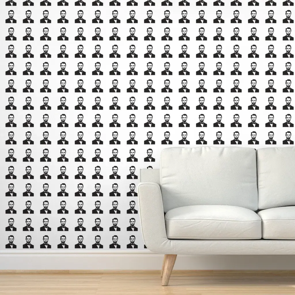 Lincoln Bust Large Peel and Stick Wallpaper - Black product