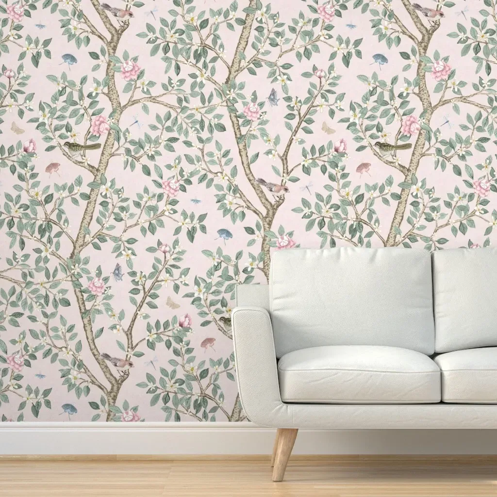 Lindsay Pale Pink Elsie's Garden Peel and Stick Wallpaper - Pink product