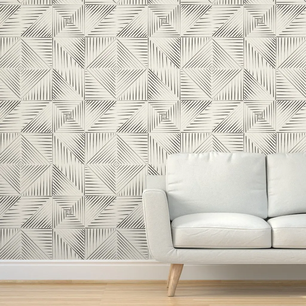 Line Quilt Peel and Stick Wallpaper - Black, White product