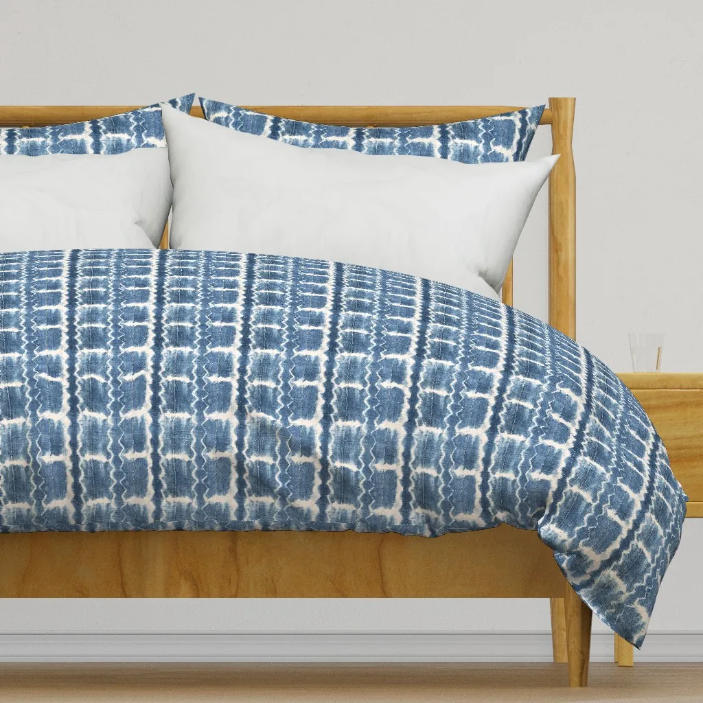 Linear Tie Dye Shibori Duvet Cover - Indigo product