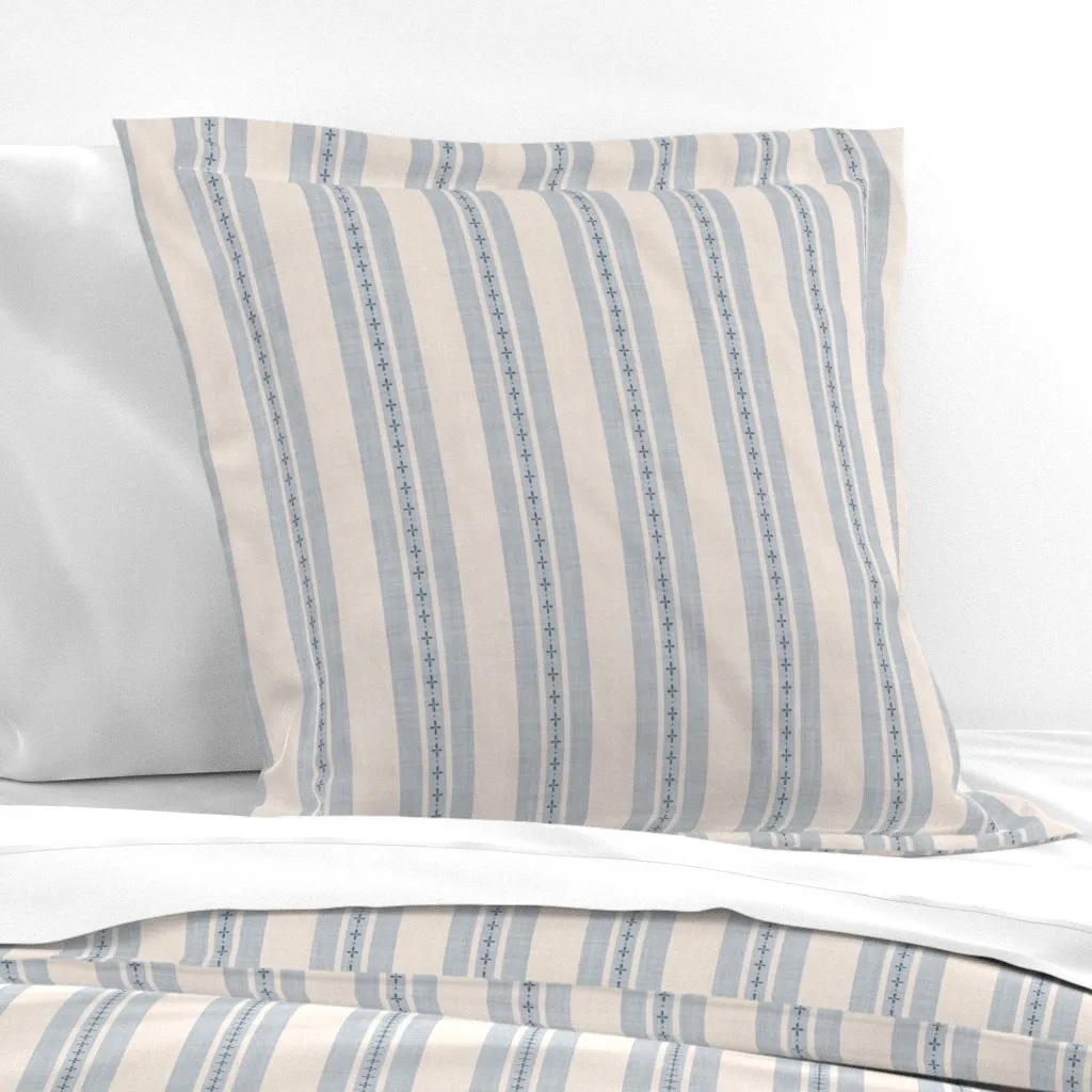 Linen Look Rustic Boho Farmhouse Stripe Euro Pillow Sham - Off-White product