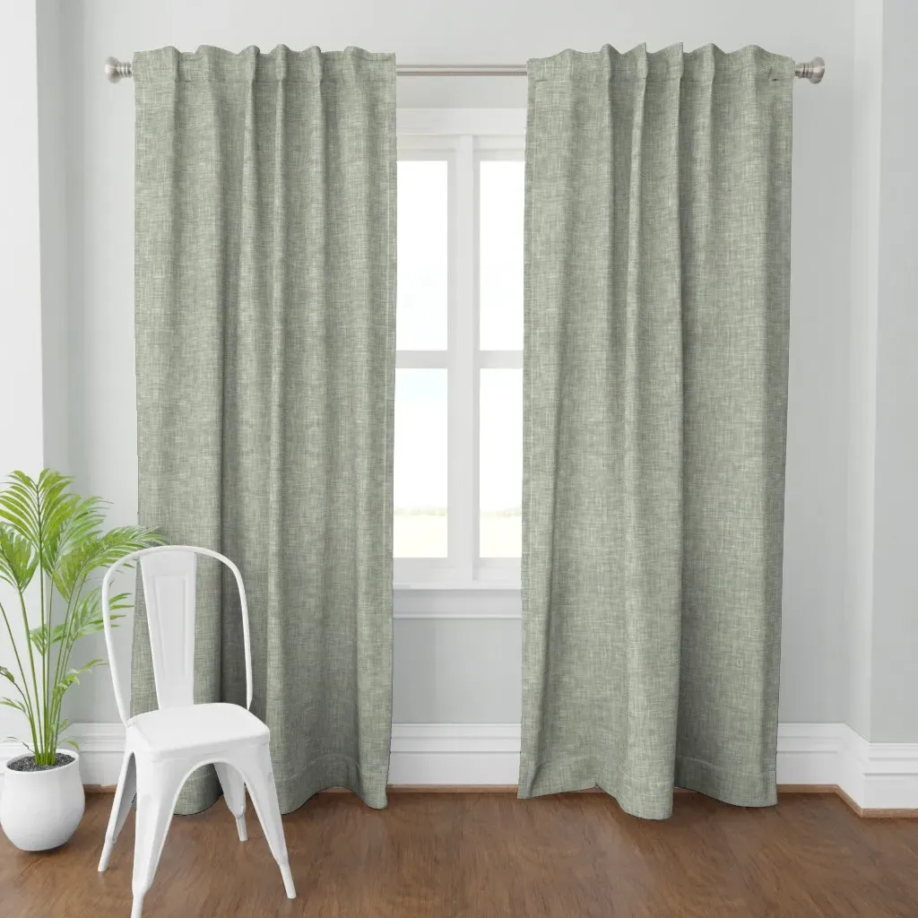 Linen Look Texture Curtain Panel - Sage Green product