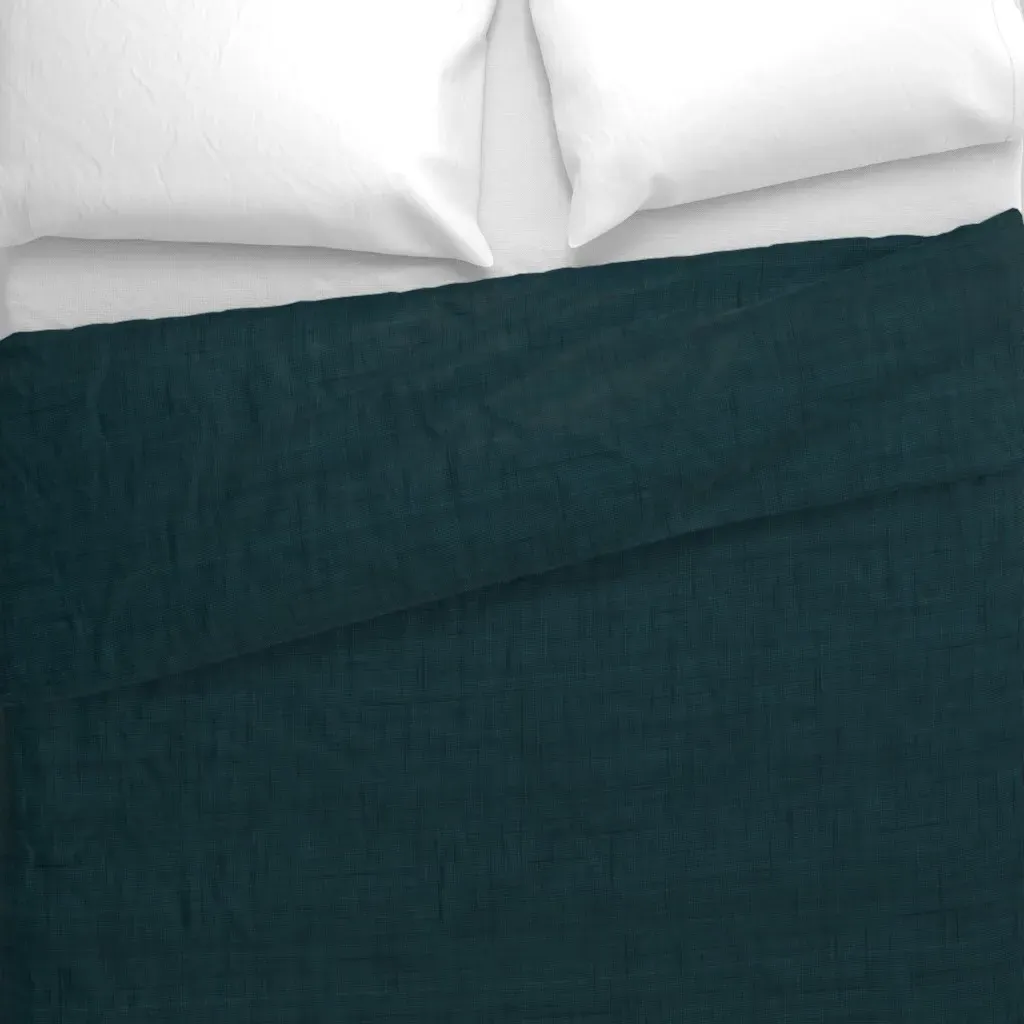 Linen Look Texture Duvet Cover - Teal alternate view